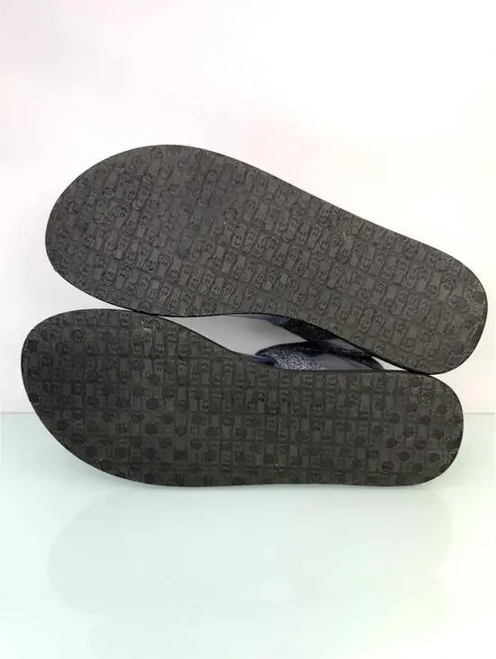 Sanuk Yoga Sling Sandals Women’s Black Blue Fabric Thong Comfort Flat Slip On 9 - Picture 6 of 8